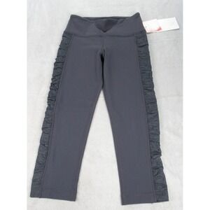 Lululemon Legigng Women 4 Gray WunderUnder Crop Panel MidRise Luon Ruffle Ruched